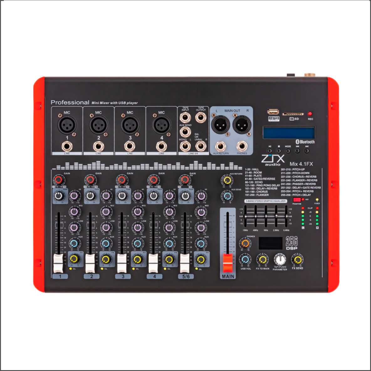 ZTX audio Mix 4.1.Fx микшерный пульт 4mono, 1stereo